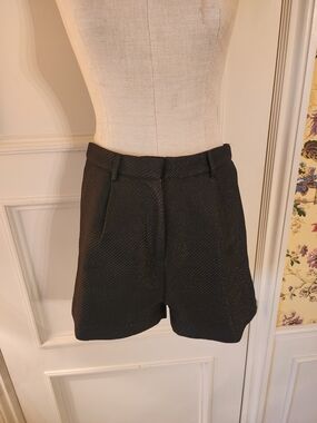 High-Waist Textured Black Women's Shorts